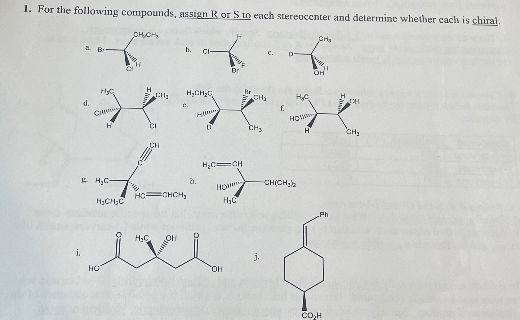 For the following compounds, assign R ﻿or S ﻿to each | Chegg.com