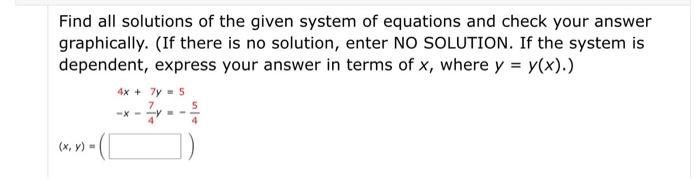 Solved Find all solutions of the given system of equations | Chegg.com