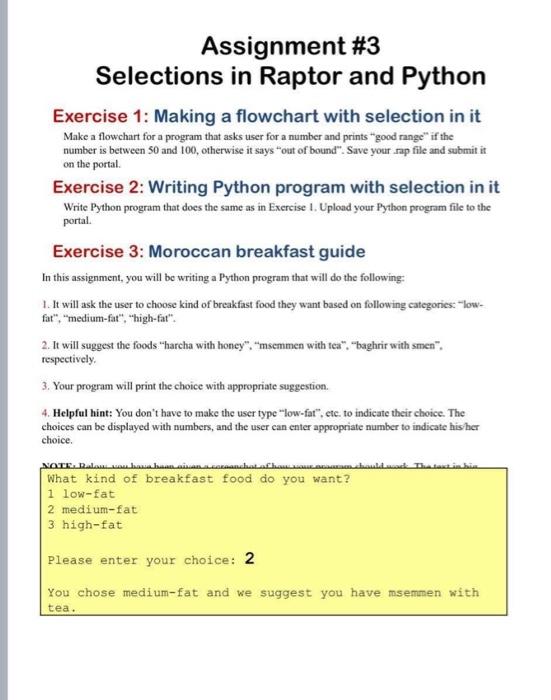 Solved Assignment #3 Selections in Raptor and Python | Chegg.com