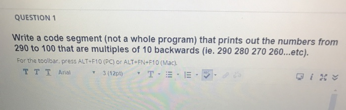 Solved QUESTION 1 Write a code segment (not a whole program) | Chegg.com