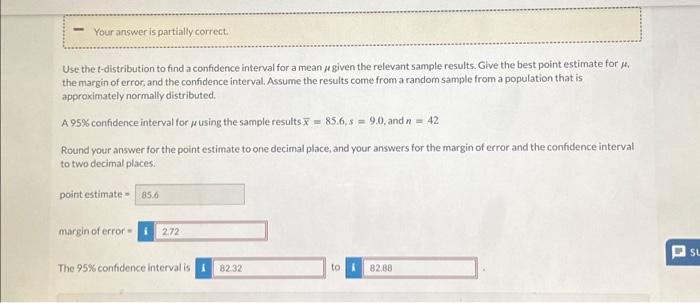 Solved Round your answer for the point estimate to one | Chegg.com