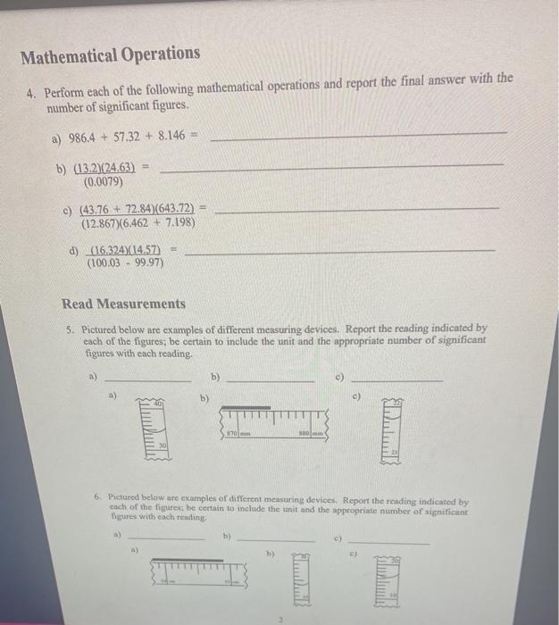 Solved Mathematical Operations 4. Perform each of the | Chegg.com