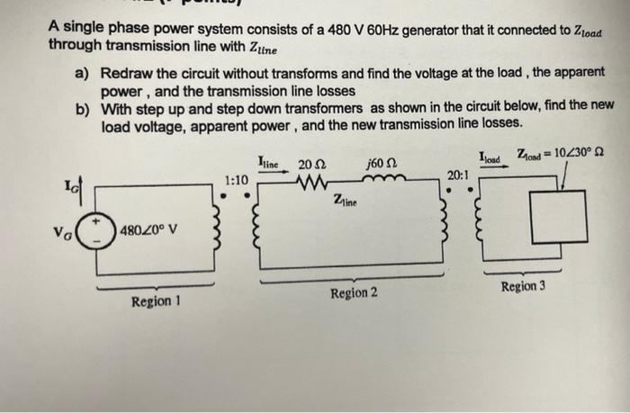 Solved A single phase power system consists of a 480 V60 Hz | Chegg.com
