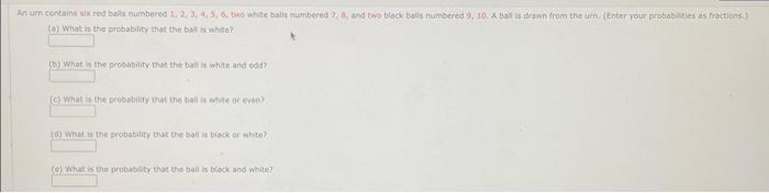 Solved an urn contains six red balls numbered 1,2,3,4,5,6, | Chegg.com