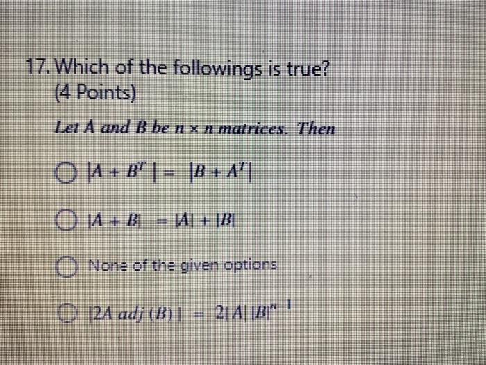 Solved 15. Let (4 Points) 4 A 0 7 1 - -28 1 2 The | Chegg.com