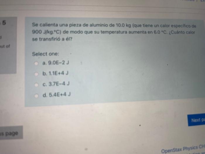 Se Calienta Una Pieza De Aluminio De 10 0 Kg Que Chegg Com