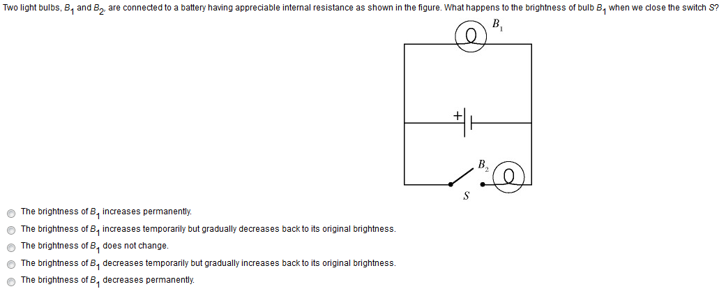 Solved Two Light Bulbs, B1 And B2, Are Connected To A | Chegg.com