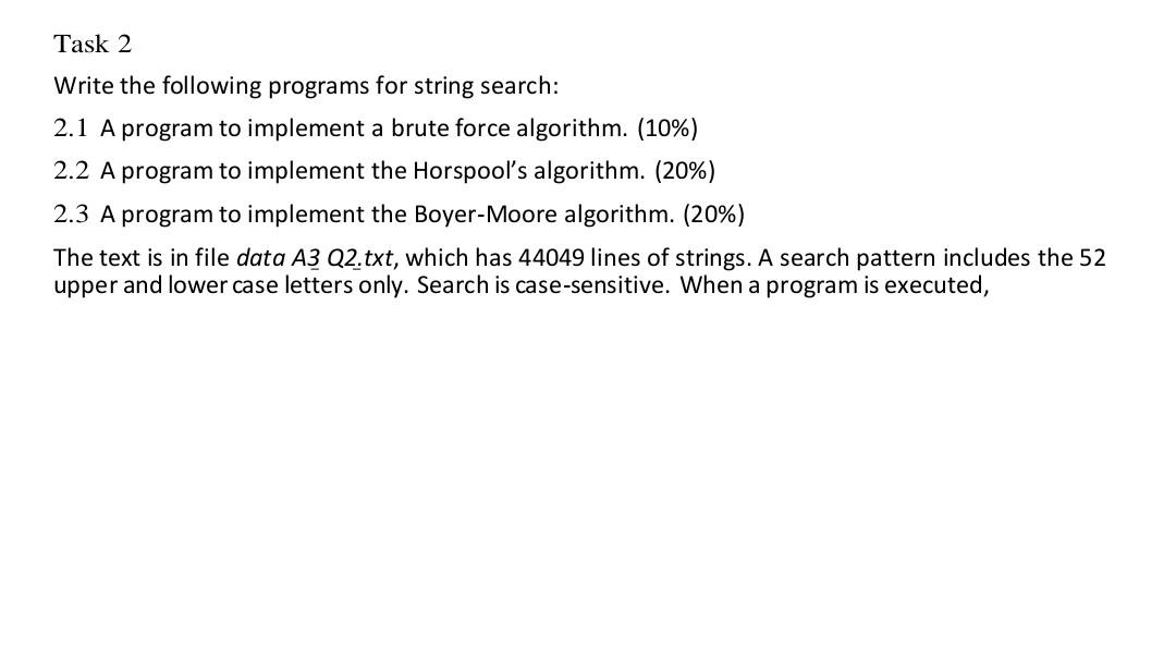 Solved Task 2 Write the following programs for string | Chegg.com