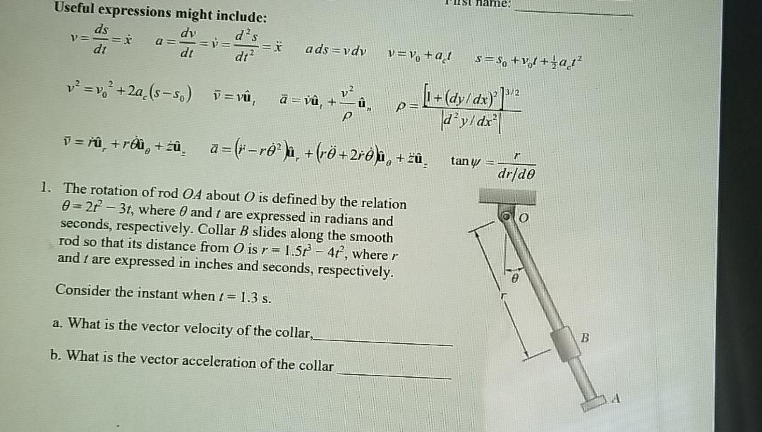 Solved Useful Expressions Might Include Ds Dv D S Dt Dt Chegg Com