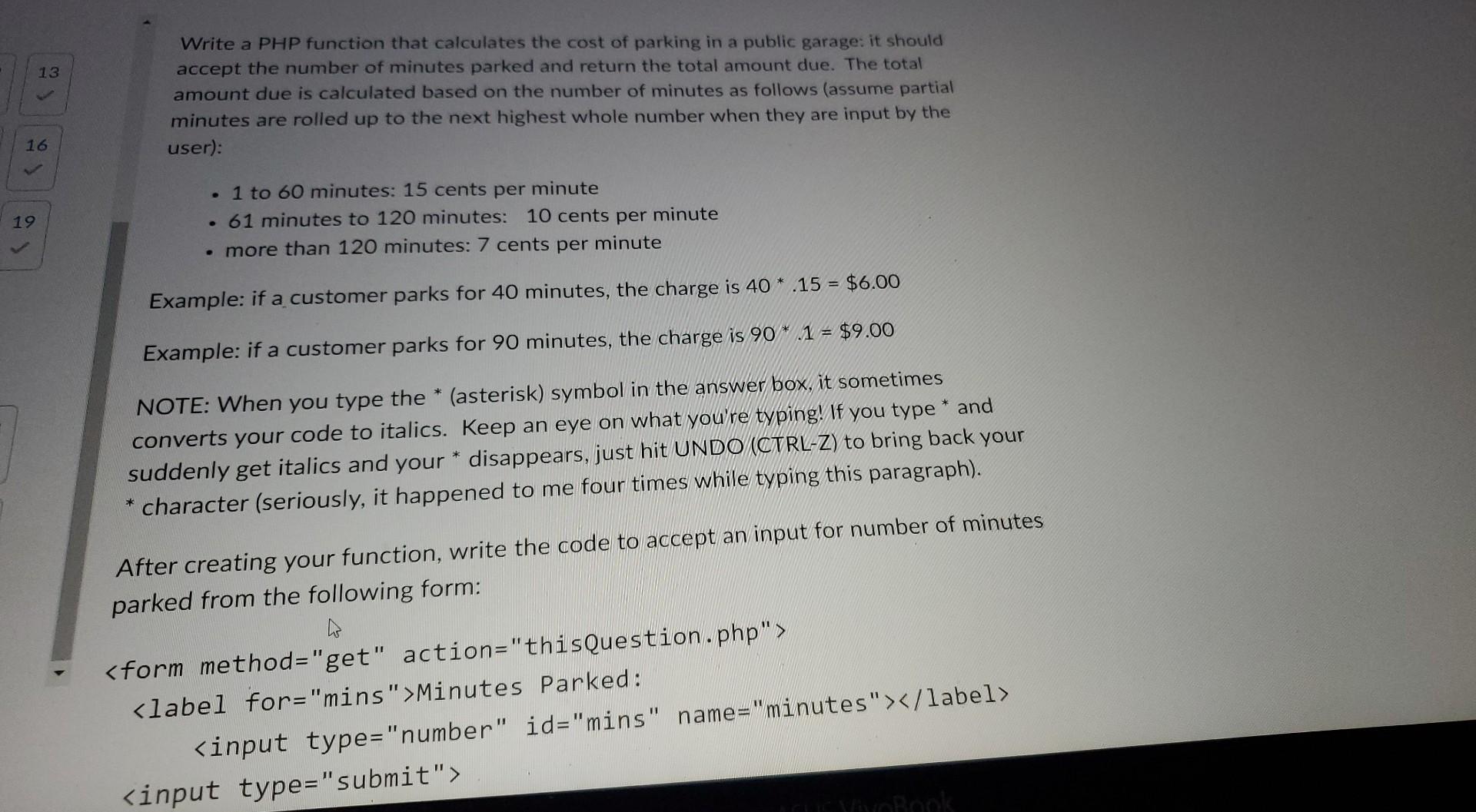 Solved Write a PHP function that calculates the cost of | Chegg.com