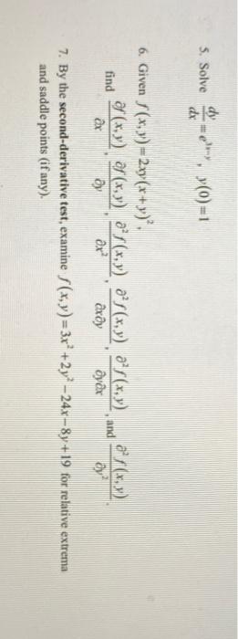 Solved 5 Solve 0 1 Dix 6 Given S X Y 2xy X Y F Chegg Com