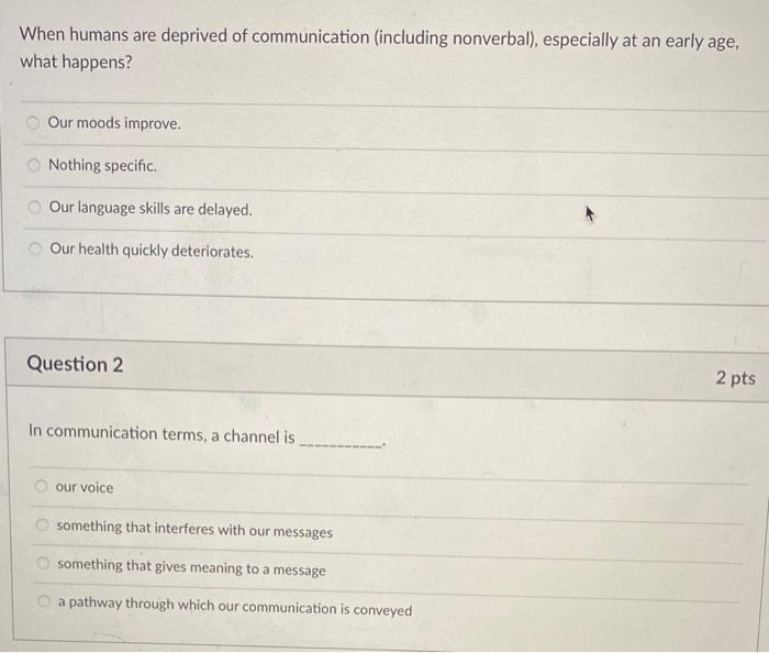 When humans are deprived of communication (including | Chegg.com