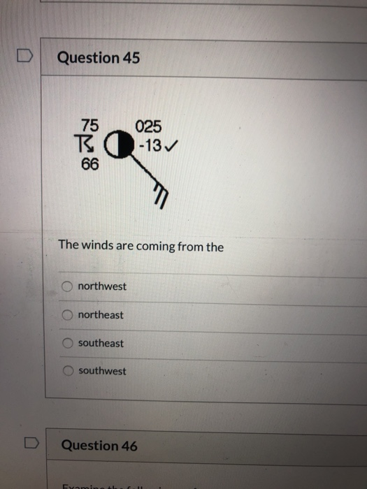 Solved Question 45 75 025 13 66 The winds are coming from