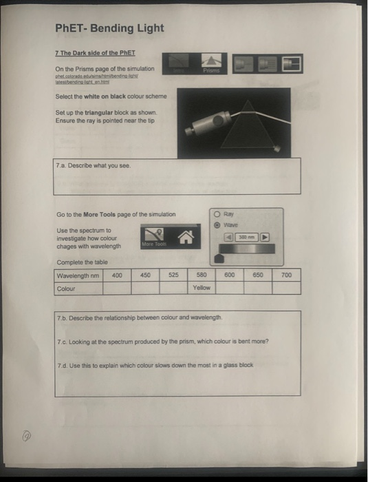 Phet Simulation Bending Light Worksheet Answers