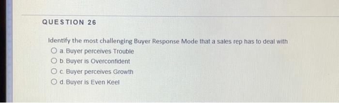 Solved QUESTION 26 Identify the most challenging Buyer | Chegg.com