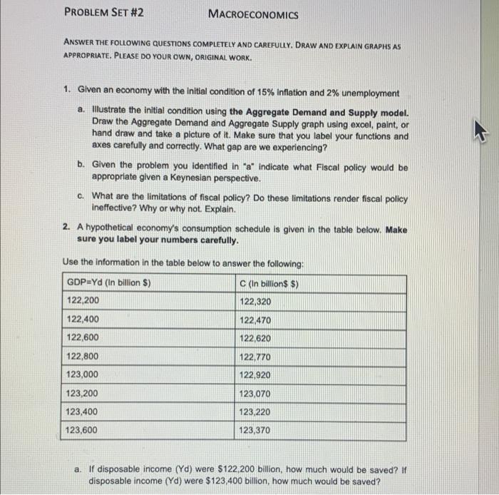 Solved PROBLEM SET #2 MACROECONOMICS ANSWER THE FOLLOWING | Chegg.com