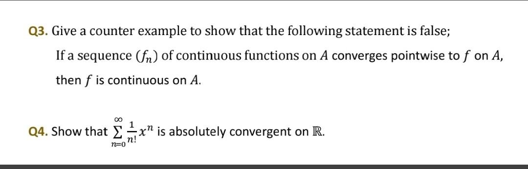 Solved Q3. Give a counter example to show that the following | Chegg.com
