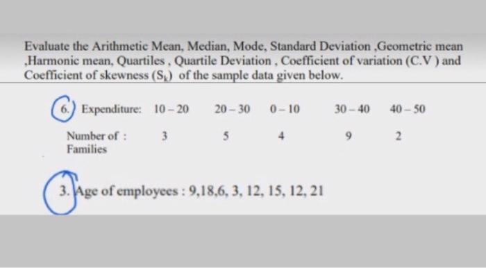 Solved Evaluate the Arithmetic Mean, Median, Mode, Standard | Chegg.com