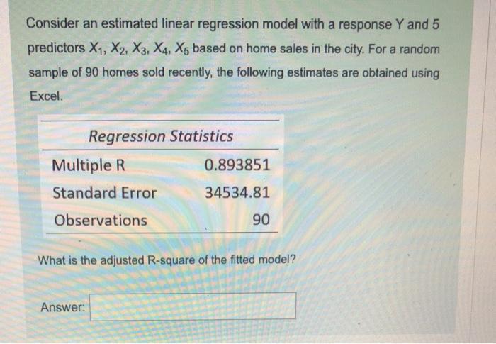 Solved Consider an estimated linear regression model with a | Chegg.com