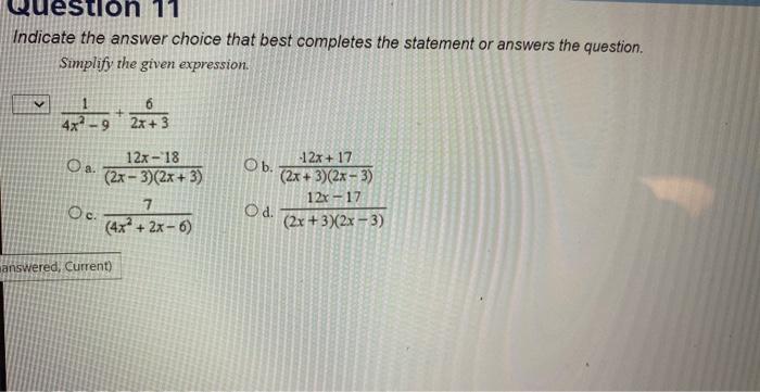Solved Indicate the answer choice that best completes the | Chegg.com