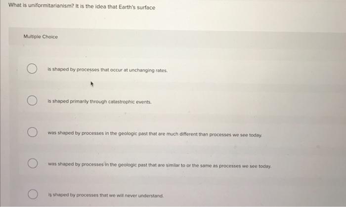 Solved What is uniformitarianism? it is the idea that | Chegg.com