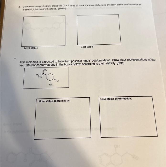 Solved 3. Draw Newman projections along the C3⋅C4 bond to | Chegg.com