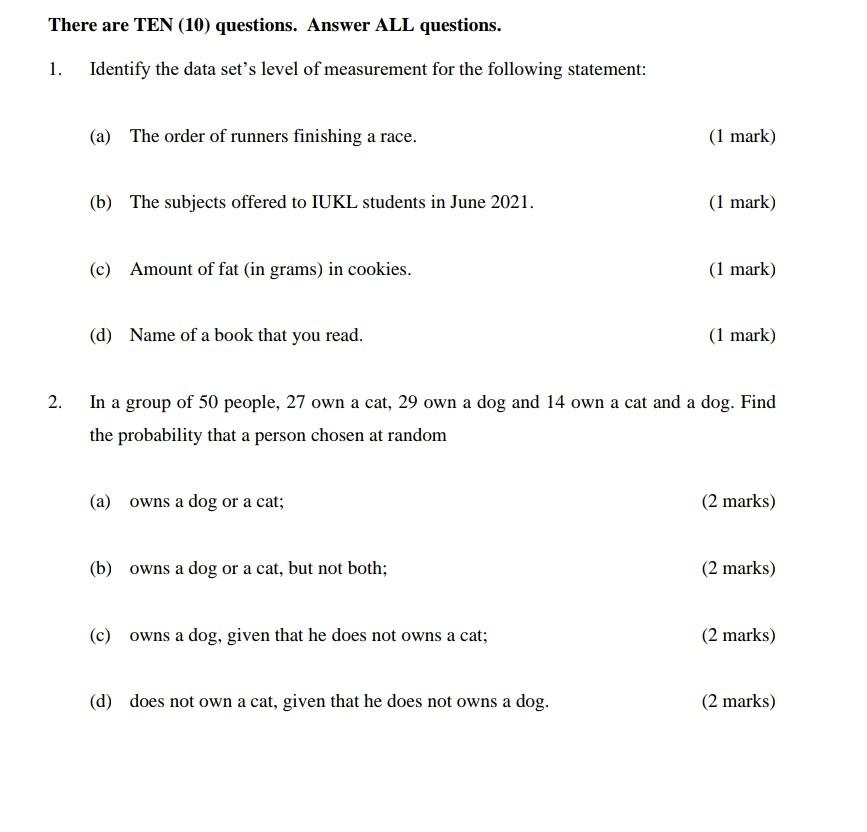 Solved There are TEN (10) questions. Answer ALL questions. | Chegg.com