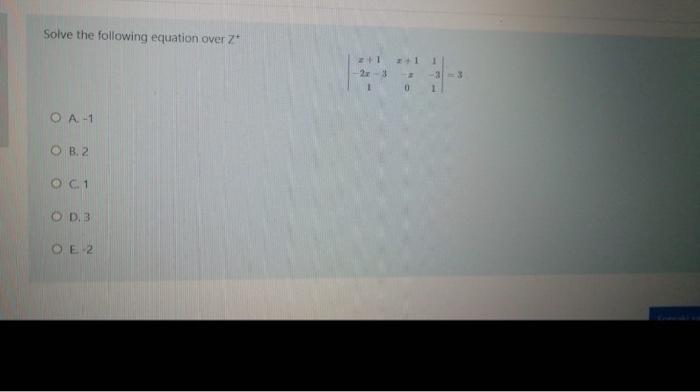 Solved Solve the following equation over Z+ | Chegg.com