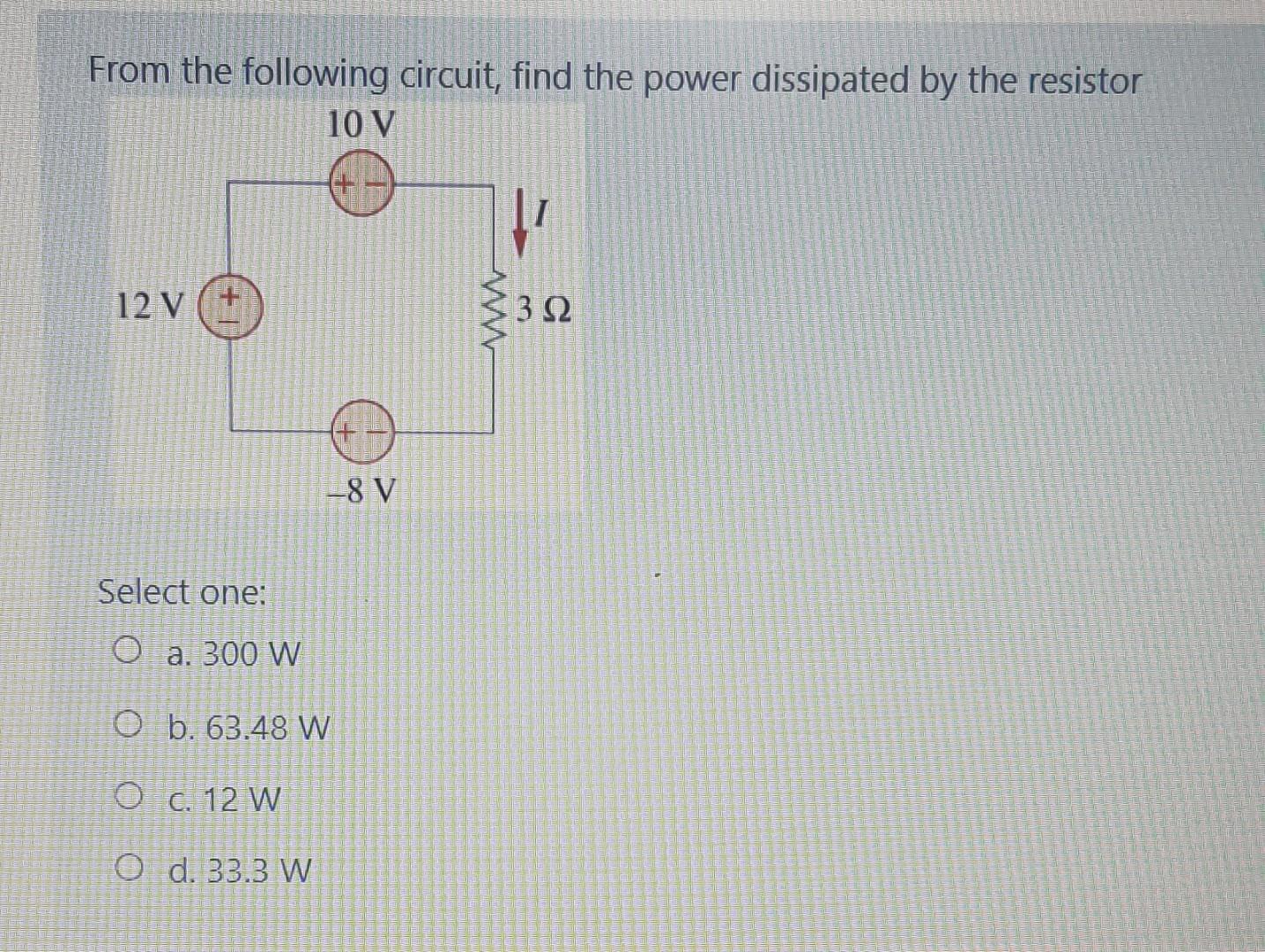 Solved The current I in the circuit of the following figure | Chegg.com