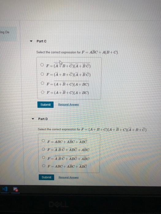 Solved applying De Part A Select the correct expression for | Chegg.com