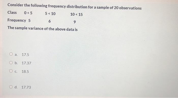 Solved Consider The Following Frequency Distribution For A | Chegg.com