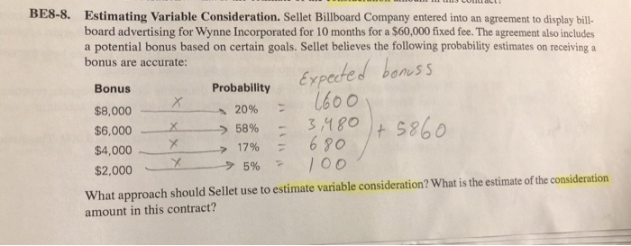 Solved BE8-8. Estimating Variable Consideration. Sellet | Chegg.com