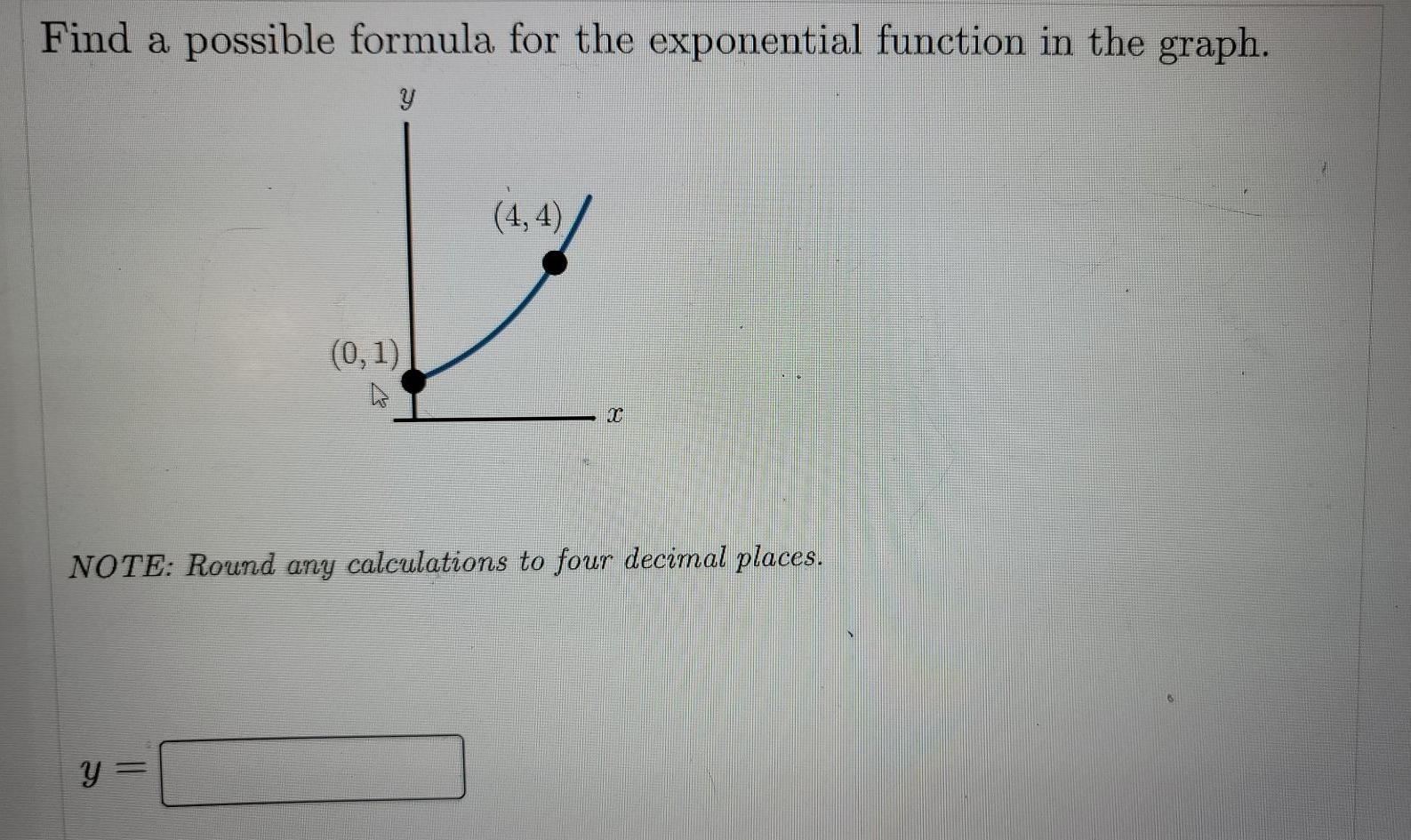 Solved Find a possible formula for the exponential function | Chegg.com