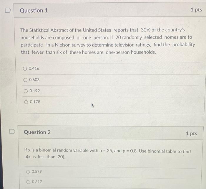 Solved D Question 1 1 Pts The Statistical Abstract Of The | Chegg.com