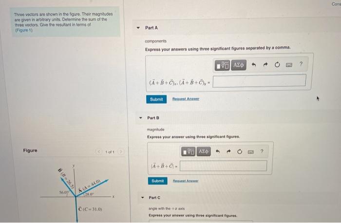 Solved Con Three Vectors Are Shown In The Figure. Their | Chegg.com