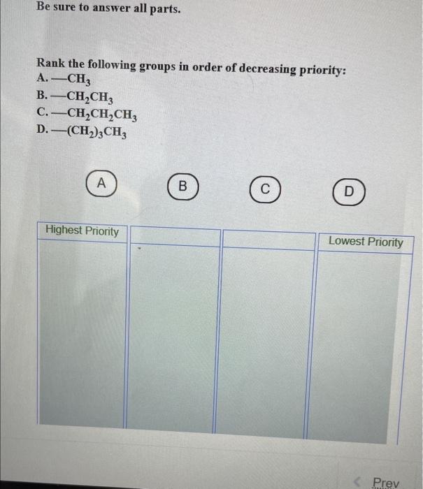 Solved Rank The Following Groups In Order Of Decreasing | Chegg.com