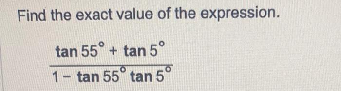 Find the exact value of the expression. \[ \frac{\tan 55^{\circ}+\tan 5^{\circ}}{1-\tan 55^{\circ} \tan 5^{\circ}} \]