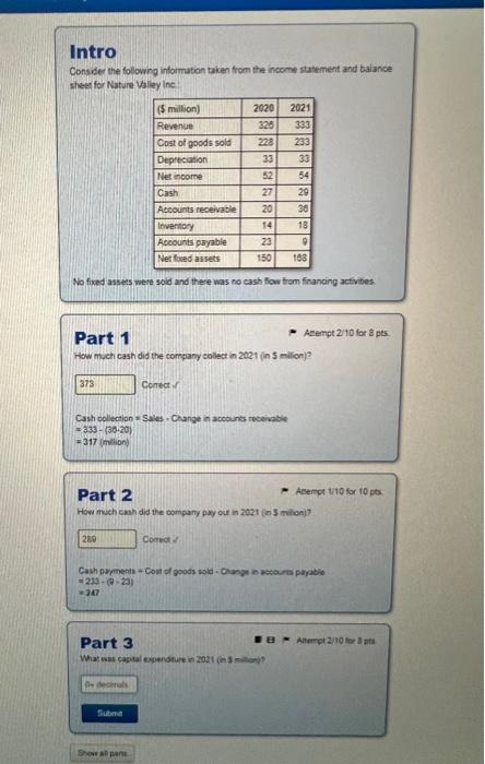 Solved Intro Consider the following information taken from | Chegg.com