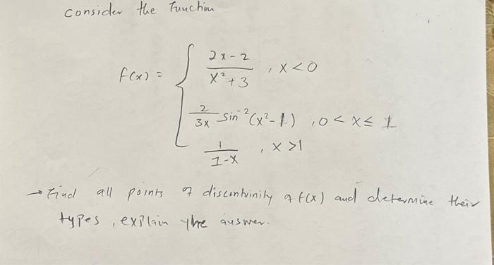 Solved consider the function | Chegg.com