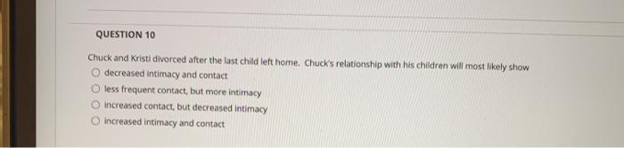 Solved QUESTION 10 Chuck and Kristi divorced after the last | Chegg.com