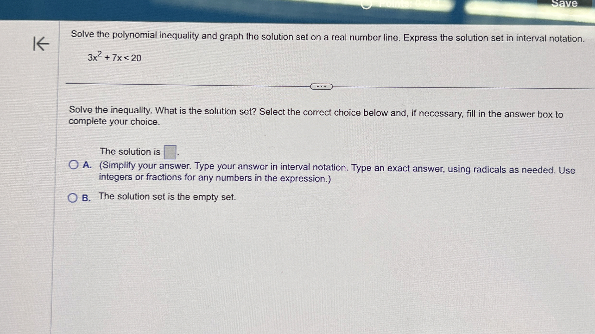 Solved saveSolve the polynomial inequality and graph the