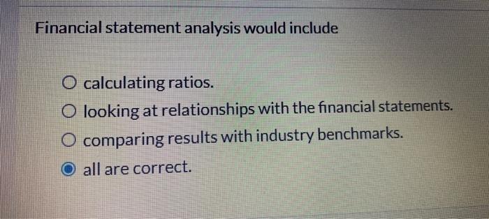 Solved Financial Statement Analysis Would Include | Chegg.com