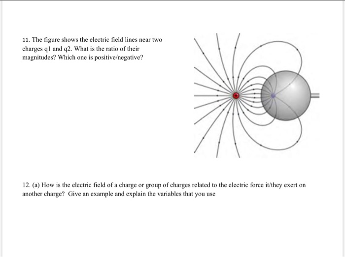 Solved 11. The figure shows the electric field lines near | Chegg.com