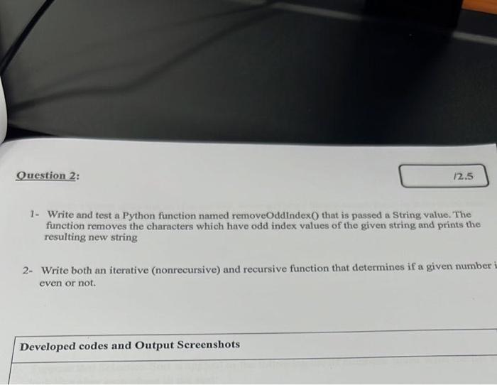 Solved Question 2: 12.5 1. Write and test a Python function | Chegg.com