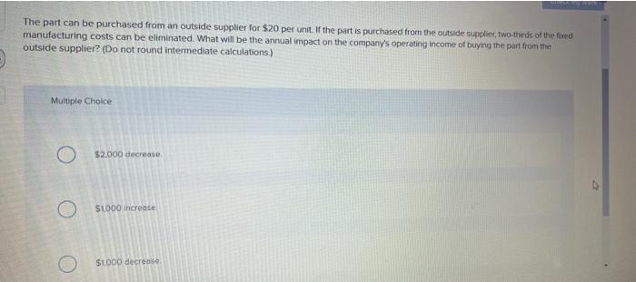 Solved The part can be purchased from an outside supplier | Chegg.com