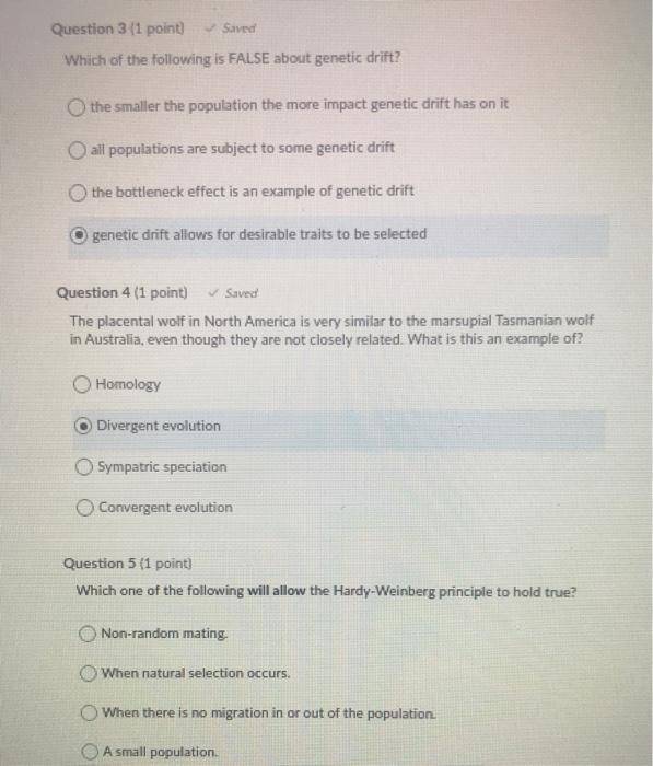 Solved Question 3 (1 Point) Saved Which Of The Following Is | Chegg.com