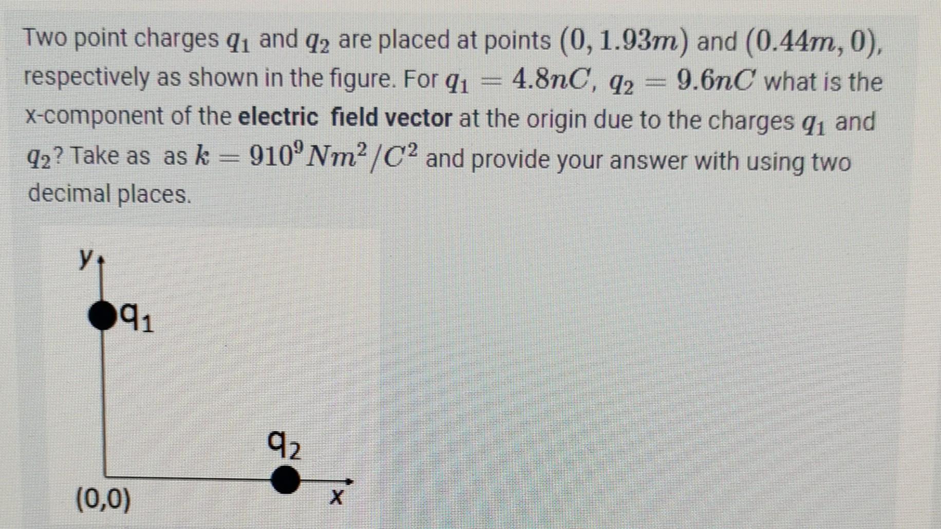 Solved Two point charges q1 and q2 are placed at points | Chegg.com