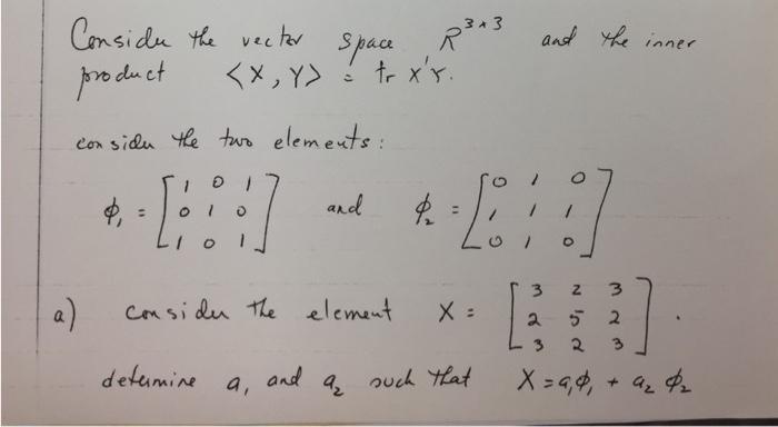 Solved Conside the vector space R²+3 and the inner product | Chegg.com