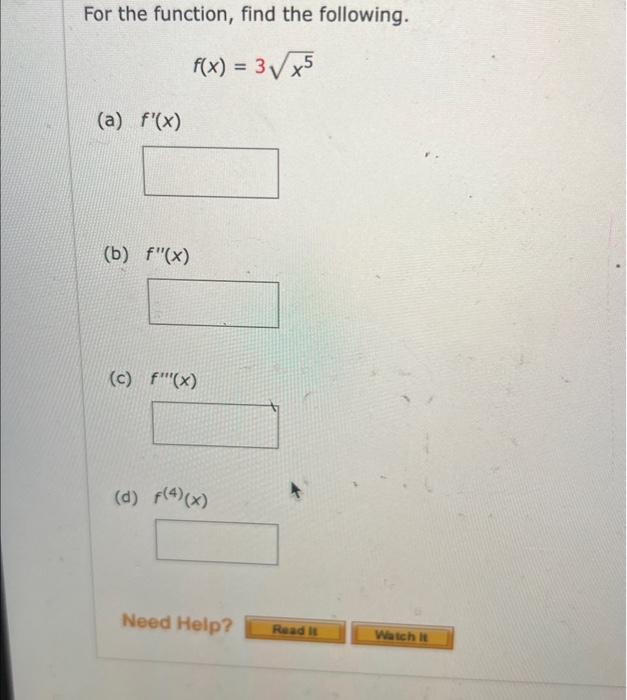 Solved For The Function Find The Following F X 3x5 A