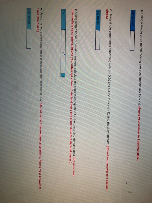 Solved Historical demand for a product is 2 January February